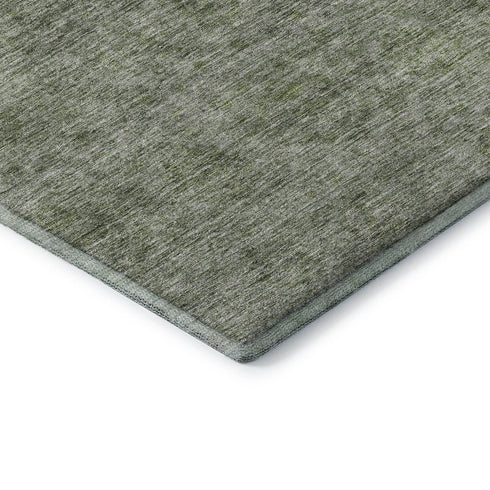 8' X 10' Olive Green And Silver Abstract Washable Area Rug With UV Protection