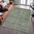 8' X 10' Olive Green And Silver Abstract Washable Area Rug With UV Protection