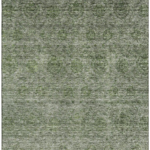 8' X 10' Olive Green And Silver Abstract Washable Area Rug With UV Protection