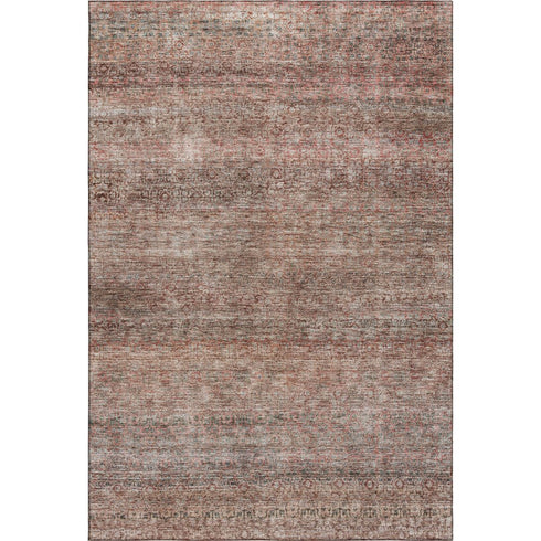 5' X 8' Coral Gray And Silver Striped Washable Area Rug With UV Protection