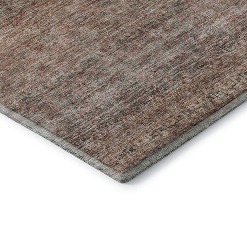5' X 8' Coral Gray And Silver Striped Washable Area Rug With UV Protection