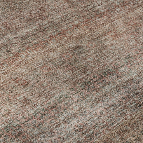 5' X 8' Coral Gray And Silver Striped Washable Area Rug With UV Protection