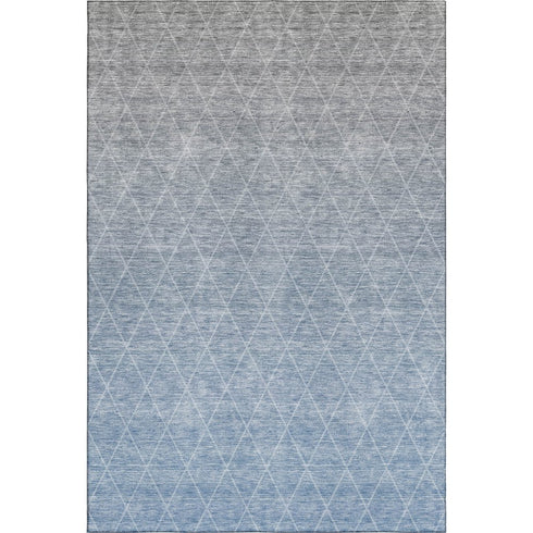 5' X 8' Blue Gray And Silver Geometric Washable Area Rug With UV Protection