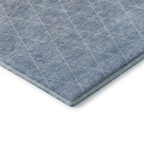 5' X 8' Blue Gray And Silver Geometric Washable Area Rug With UV Protection