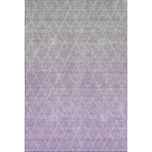 5' X 8' Lavender And Ivory Geometric Washable Area Rug With UV Protection