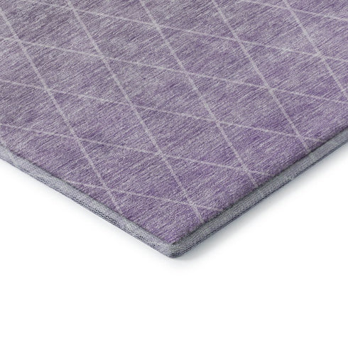 5' X 8' Lavender And Ivory Geometric Washable Area Rug With UV Protection