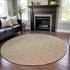 8' Salmon And Beige Geometric Washable Round Rug With UV Protection