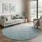 8' Teal And Ivory Geometric Washable Round Rug With UV Protection