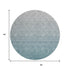 8' Teal And Ivory Geometric Washable Round Rug With UV Protection