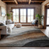 9' X 12' Khaki Ivory And Gray Abstract Washable Area Rug With UV Protection