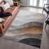 9' X 12' Khaki Ivory And Gray Abstract Washable Area Rug With UV Protection