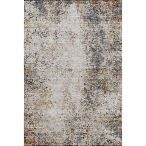 5' X 8' Beige Gray And Copper Abstract Washable Area Rug With UV Protection