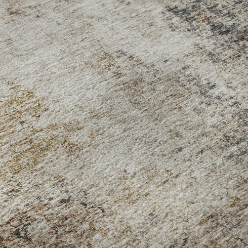 5' X 8' Beige Gray And Copper Abstract Washable Area Rug With UV Protection