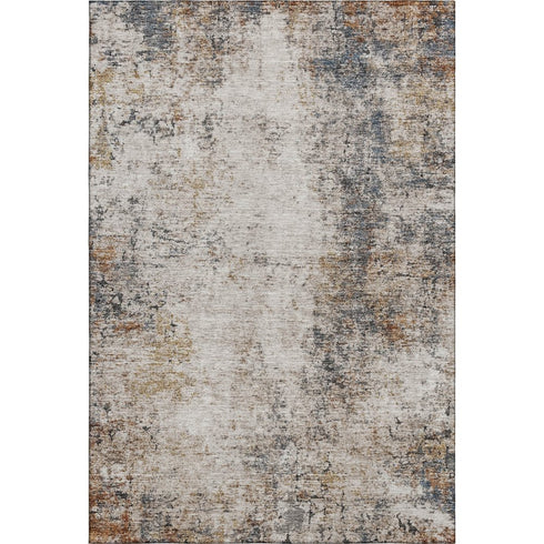 8' X 10' Beige Gray And Copper Abstract Washable Area Rug With UV Protection