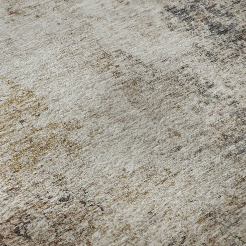 8' X 10' Beige Gray And Copper Abstract Washable Area Rug With UV Protection