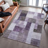 9' X 12' Eggplant Gray And Ivory Geometric Washable Area Rug With UV Protection
