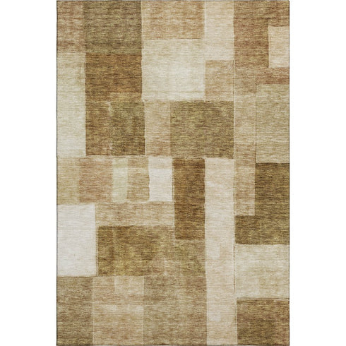 8' X 10' Terra Cotta Beige And Copper Geometric Washable Area Rug With UV Protection