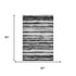 5' X 8' Charcoal And Ivory Striped Washable Area Rug With UV Protection