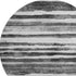 8' Charcoal And Ivory Striped Washable Round Rug With UV Protection