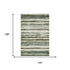 9' X 12' Sage Ivory And Beige Striped Washable Area Rug With UV Protection