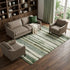 9' X 12' Sage Ivory And Beige Striped Washable Area Rug With UV Protection