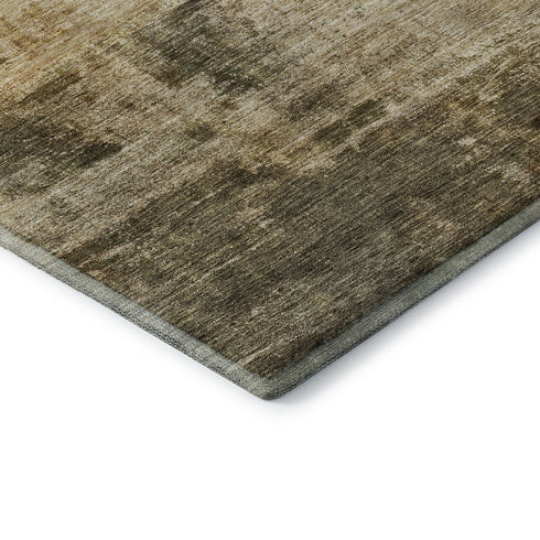 5' X 8' Linen Ivory And Copper Abstract Washable Area Rug With UV Protection