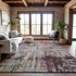 9' X 12' Lavender Green And Teal Abstract Washable Area Rug With UV Protection