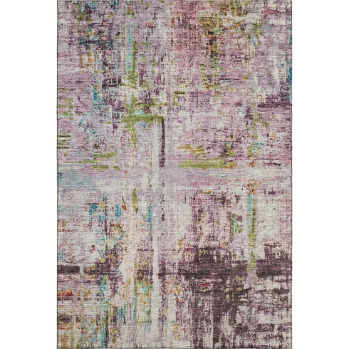 9' X 12' Lavender Green And Teal Abstract Washable Area Rug With UV Protection