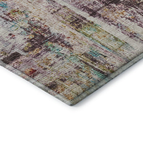 9' X 12' Lavender Green And Teal Abstract Washable Area Rug With UV Protection