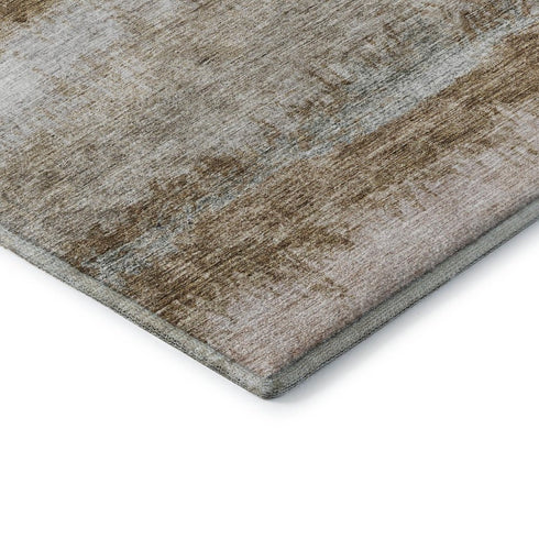 5' X 8' Beige Brown And Gray Abstract Washable Area Rug With UV Protection