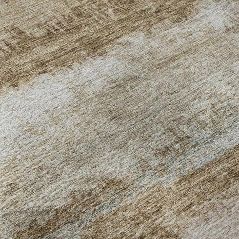 5' X 8' Beige Brown And Gray Abstract Washable Area Rug With UV Protection