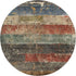 8' Fern Green Blue And Red Striped Washable Round Rug With UV Protection