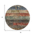 8' Fern Green Blue And Red Striped Washable Round Rug With UV Protection