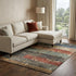 8' X 10' Fern Green Blue And Red Striped Washable Area Rug With UV Protection