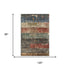 8' X 10' Fern Green Blue And Red Striped Washable Area Rug With UV Protection