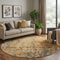 8' Copper And Gray Abstract Washable Round Rug With UV Protection