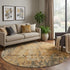 8' Copper And Gray Abstract Washable Round Rug With UV Protection