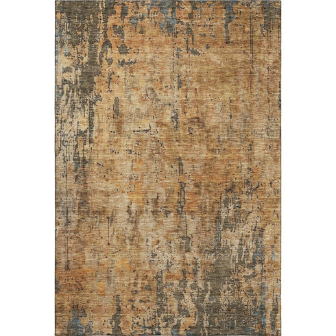 9' X 12' Copper And Gray Abstract Washable Area Rug With UV Protection