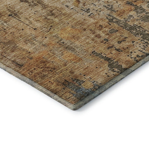 9' X 12' Copper And Gray Abstract Washable Area Rug With UV Protection