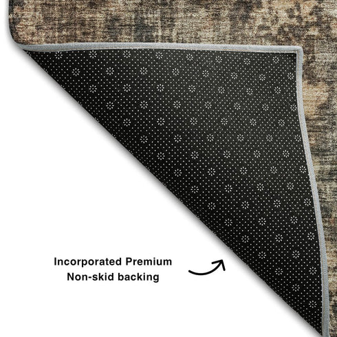 8' X 10' Blue Copper And Gray Abstract Washable Area Rug With UV Protection