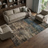 8' X 10' Blue Copper And Gray Abstract Washable Area Rug With UV Protection