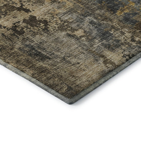 5' X 8' Gray Teal And Gold Striped Washable Area Rug With UV Protection