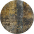 8' Gray Teal And Gold Striped Washable Round Rug With UV Protection