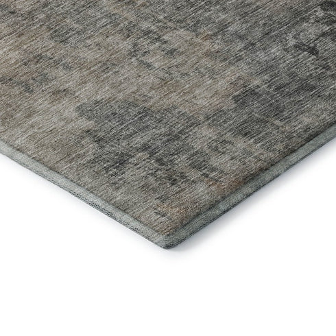 5' X 8' Coffee And Beige Abstract Washable Area Rug With UV Protection