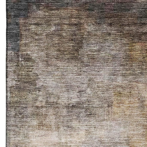 5' X 8' Charcoal Gold And Beige Abstract Washable Area Rug With UV Protection