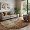 8' Rust Silver And Gray Abstract Washable Round Rug With UV Protection