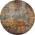 8' Rust Silver And Gray Abstract Washable Round Rug With UV Protection