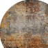 8' Rust Silver And Gray Abstract Washable Round Rug With UV Protection