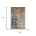 5' X 8' Khaki Beige And Blue Abstract Washable Area Rug With UV Protection