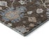 5' X 8' Chocolate Blue And Beige Floral Washable Area Rug With UV Protection